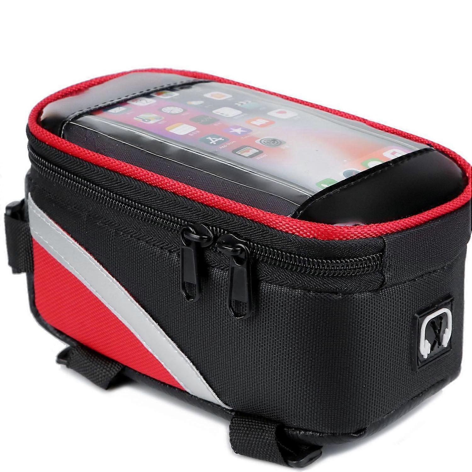 Red bicycle bag for the front axle