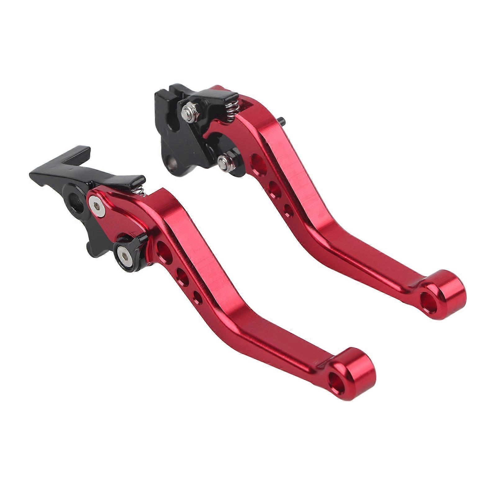 2PCS Motorcycle Brake Clutch Lever Handlebar Braking Device Adjustable Aluminium AlloyRed NO.65150