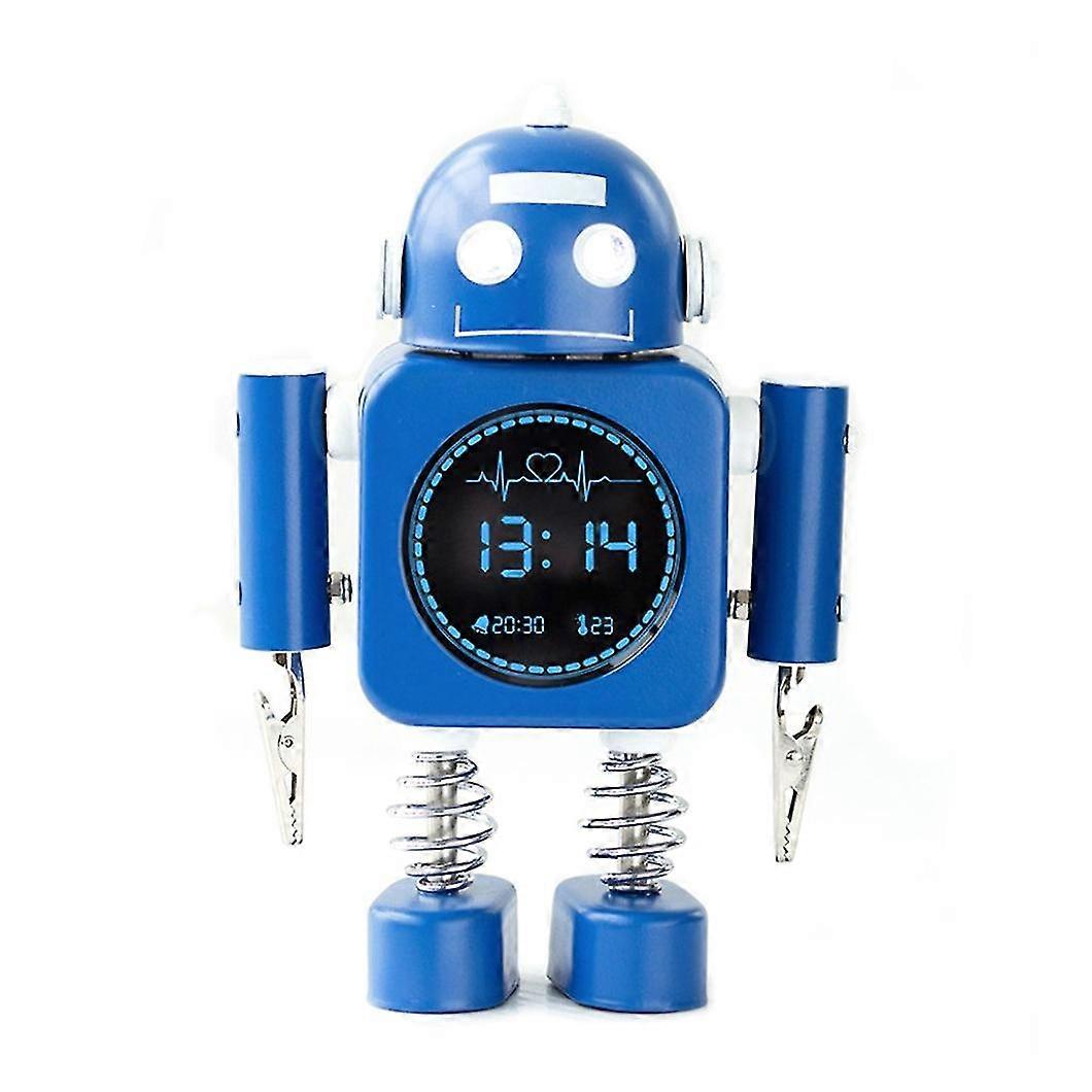 Robot Alarm Clock Student Electronic Temperature Clock Gift Dark Blue