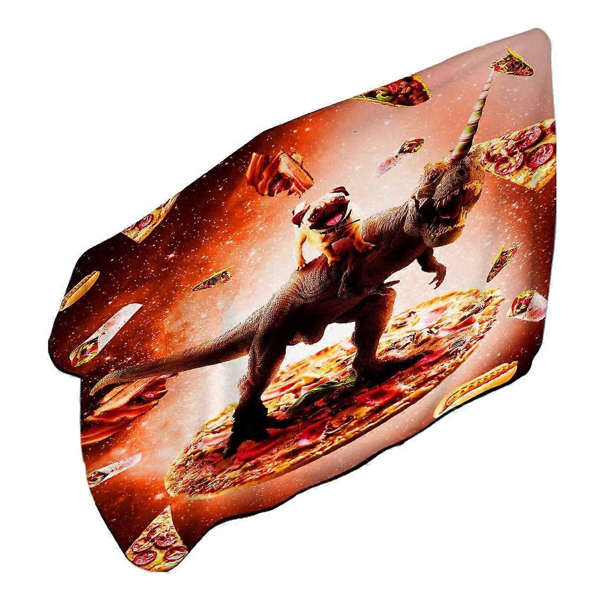 Cool and Crazy Outer Space Pug Riding Dinosaur Unicorn Microfiber Beach Towel