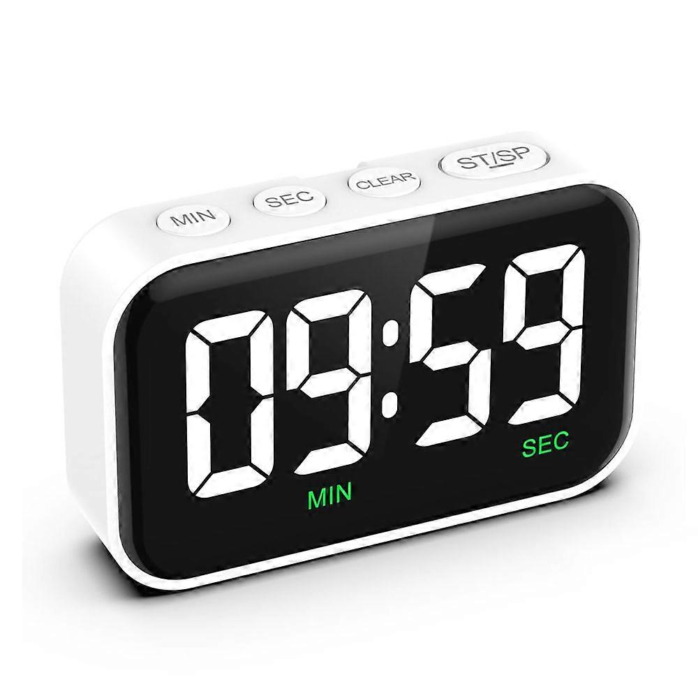 White Digital Kitchen Timer, 3.5" Large LED Digital Countdown Countup Timer, Magnetic Kitchen Timer with 3 Levels Volume, Loud Alarm, Memory Function,