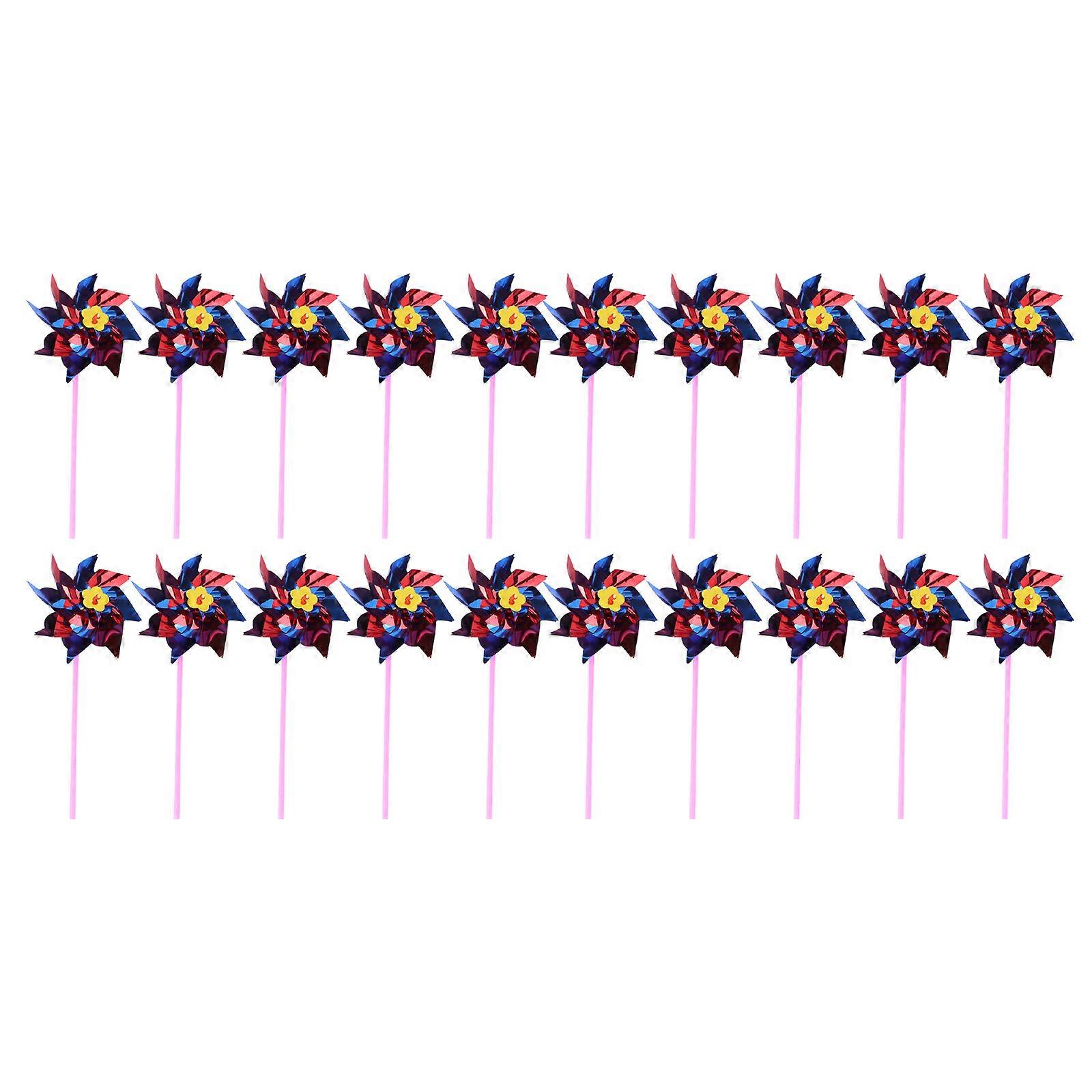 20pcs Plastic Rainbow Pinwheel DIY Windmill Colorful Toy For Kids (Random Color)