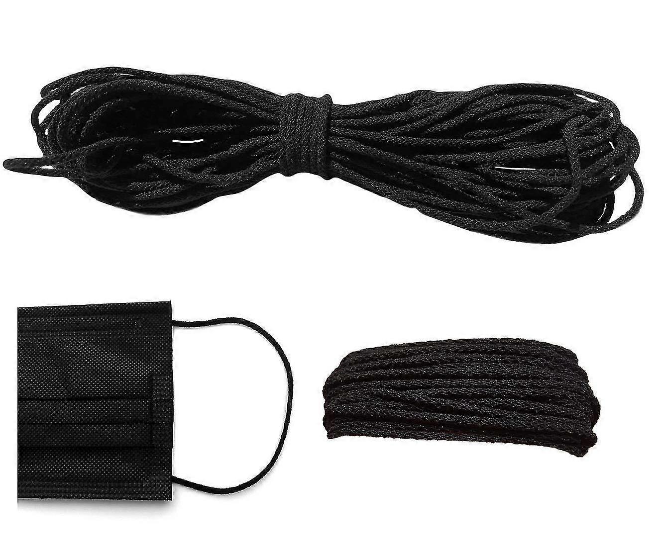 5mm - 1/5" Black Flat Elastic Band Cord for Sewing DIY Mask, Arts and Crafts, Dressmaking, Haberdashery and Clothing