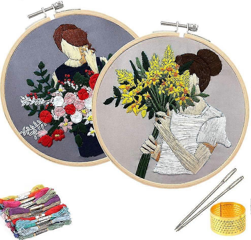 DIY Embroidery Starter Kits with Patterns Full Line Stamping Embroidery Kits with Instructions