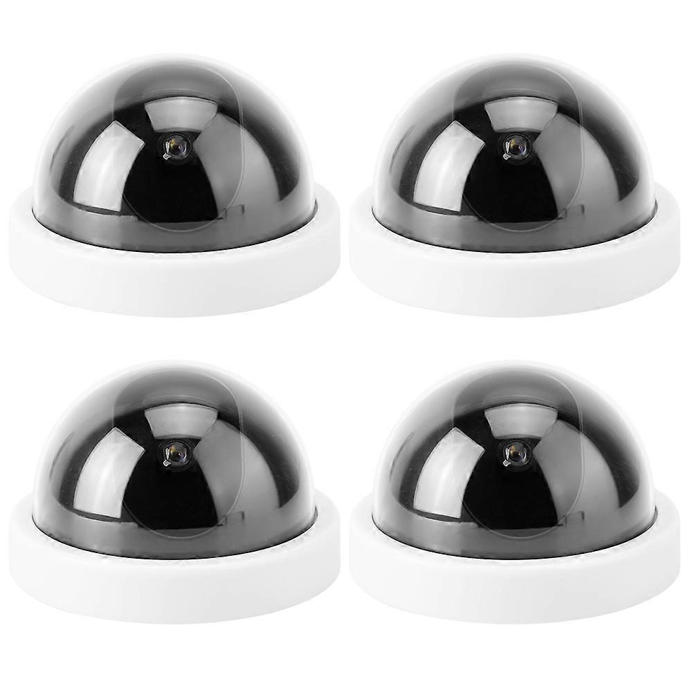 4pcs Dome Simulation Camera CCTV Dummy Fake Security Camera With Flashing Led Light (White)