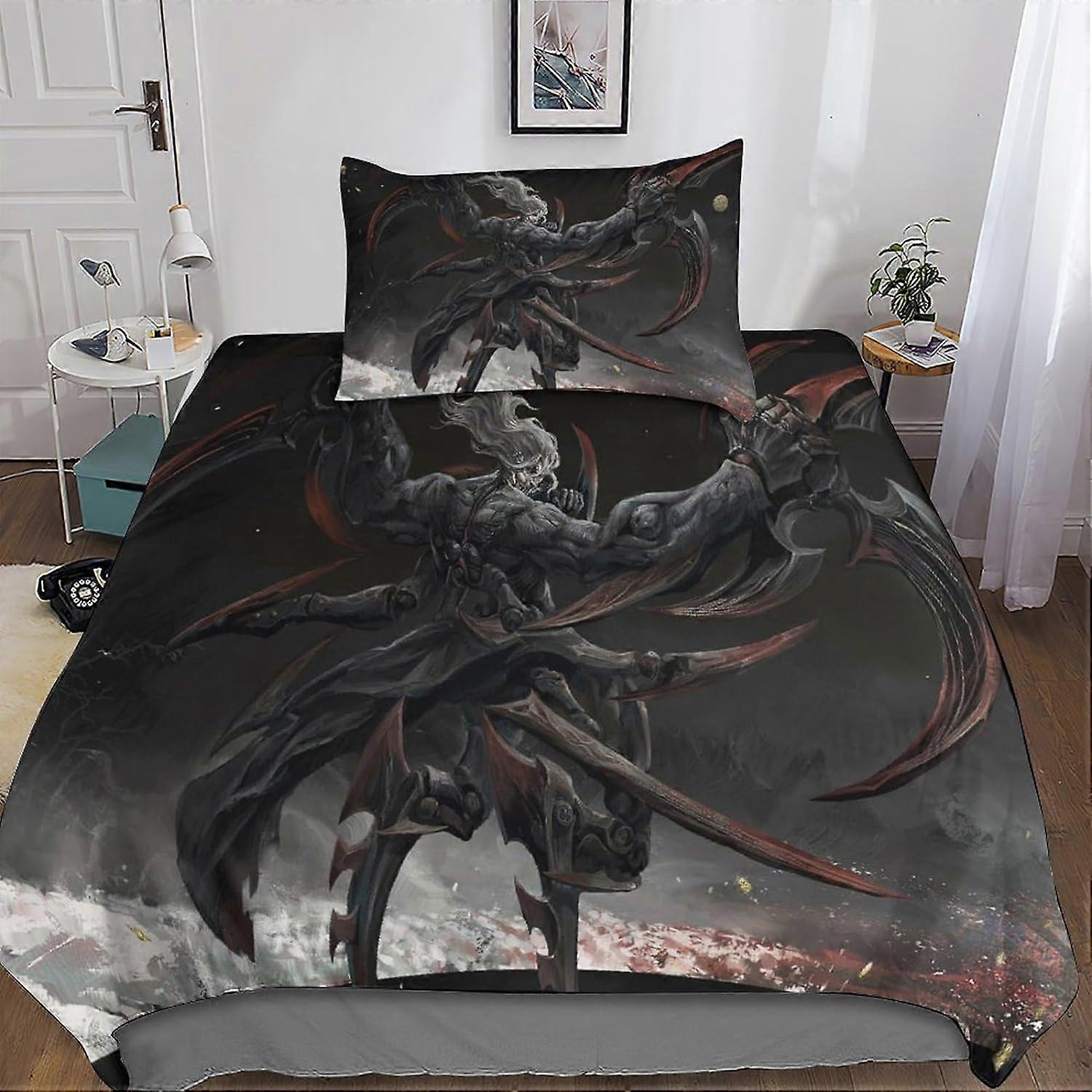 Monster D Print Pattern Sängkläder Set Monster påslakan med örngott Sängkläder i mikrofiber, sängkläder för vuxna och barn singel 135 * 200 