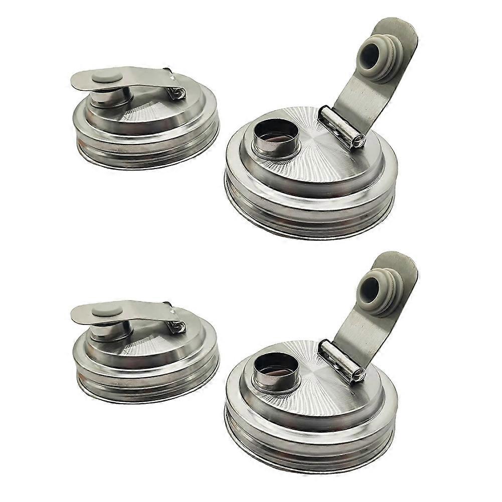 Stainless Steel Wide Mouth Mason Jar Flip Prouting Spout Lids with Handle, for Home Brewing Ferment