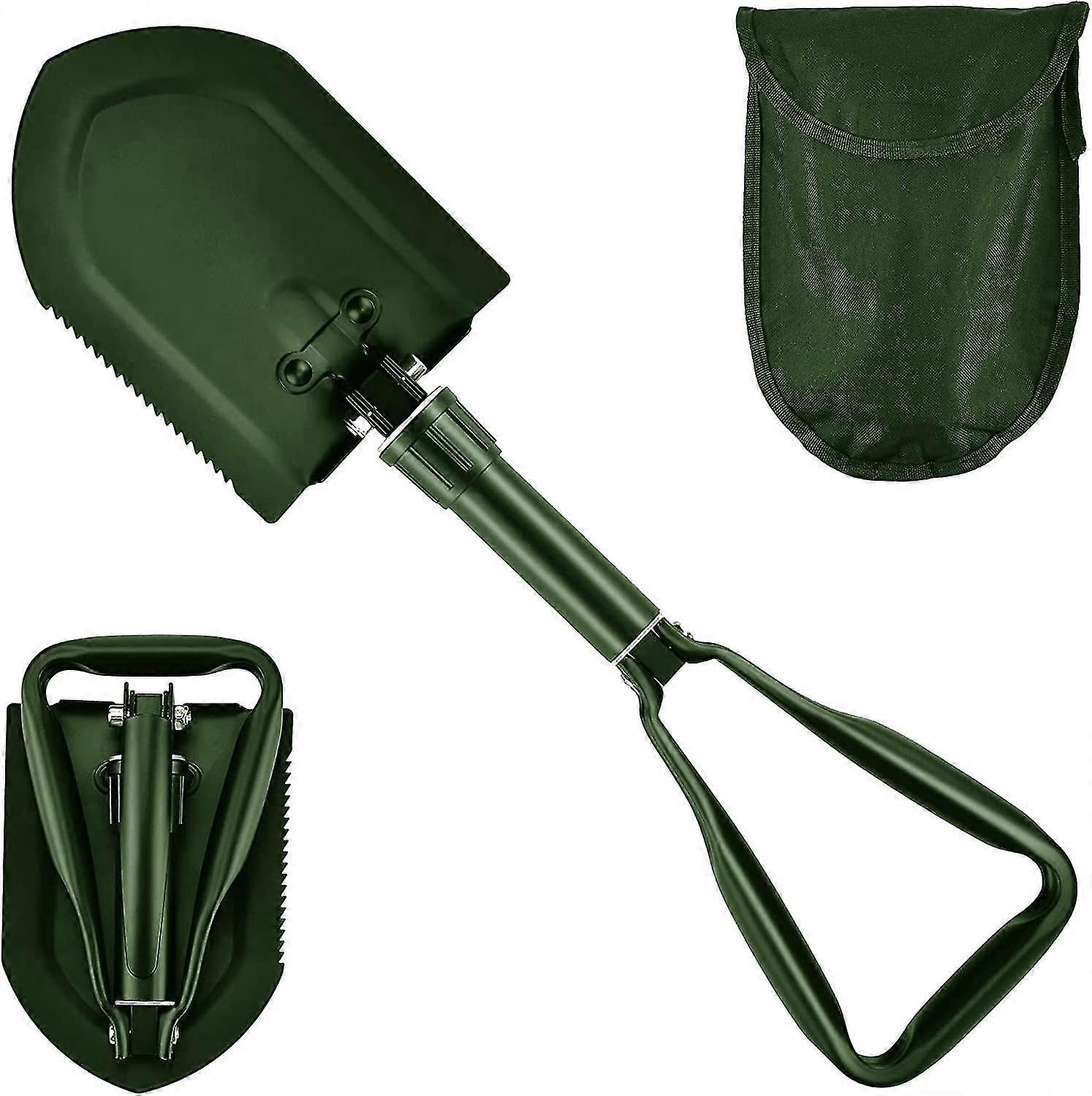 58cm fällbar spade, kolstål multifunktionsspade (grön)
