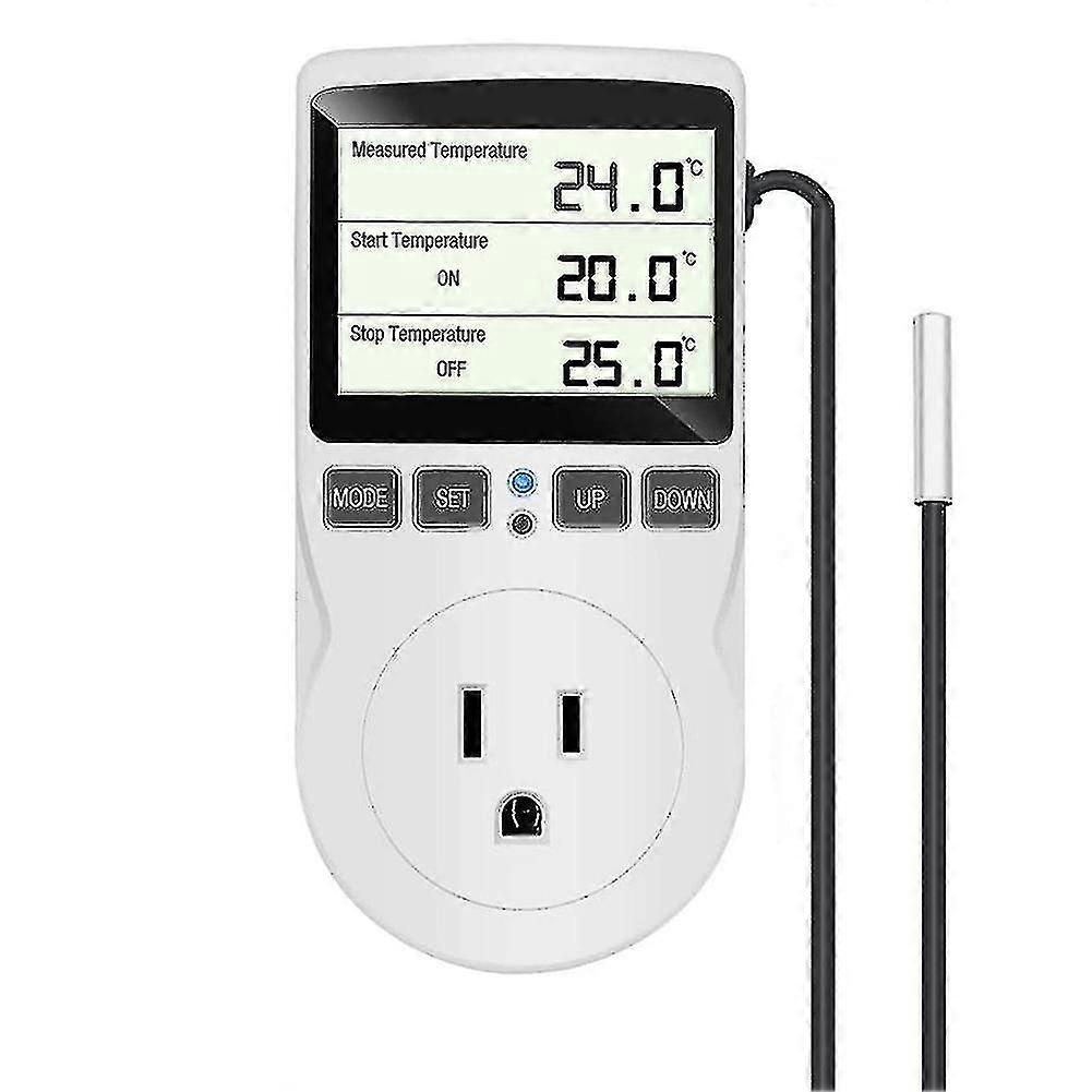 Digital Temperature Controller, Lcd Screen Heating Cooling Reptile Thermostat With Sensor Probe ,/