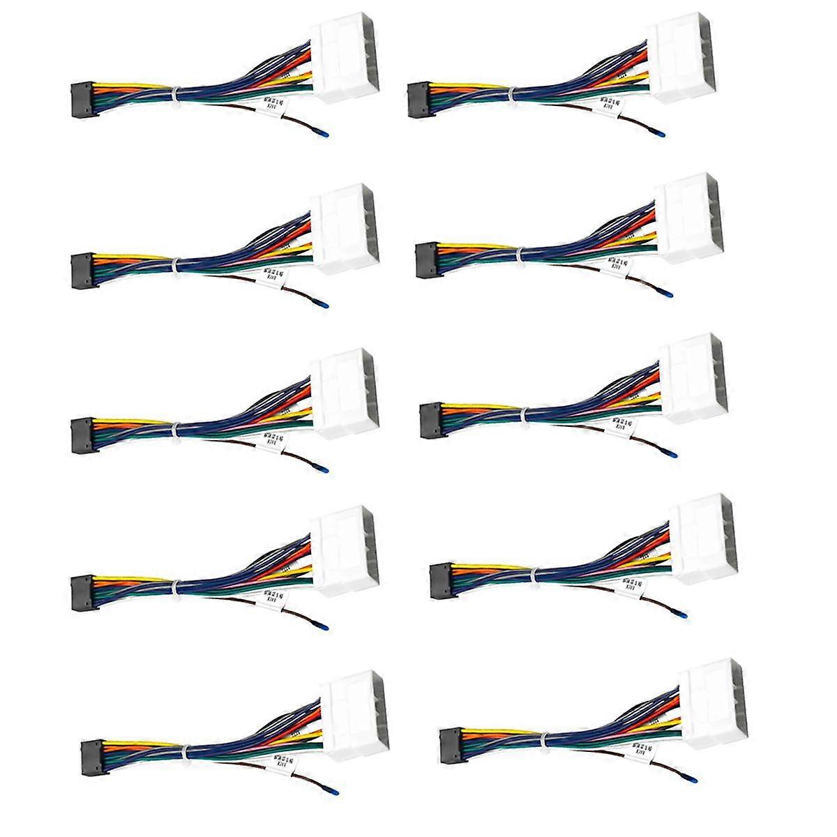 10Pcs Car Audio Radio 16 PIN Faisceau de câblage Adaptateur pour câble d’alimentation Connecteur Unité Harnais