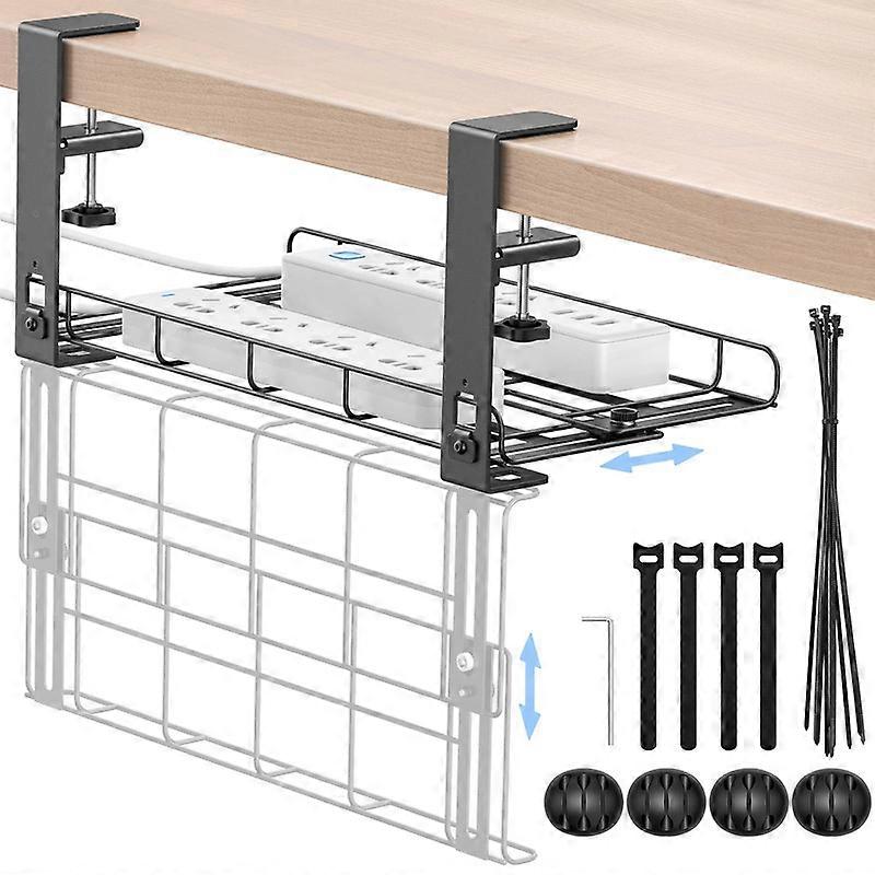 Under Desk Cable Management Tray, Cable Organizers Holder with Clamp