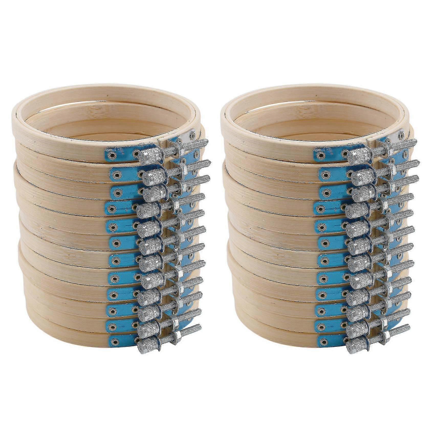 24 Peças 4 polegadas bordado Hoops Set Bulk Bamboo Círculo Cross Hoop Round Ring Hy
