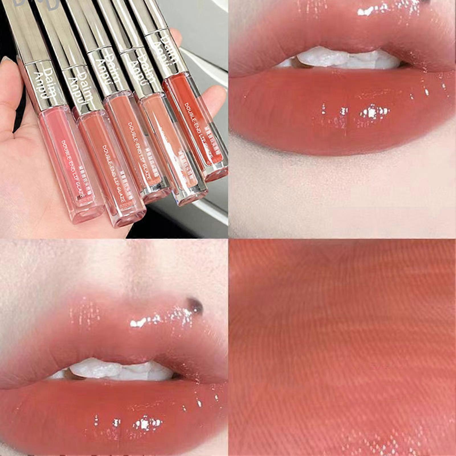 Dual Head Moisturizing Lipstick Lip Oil Full Coverage Quick-Drying Lip Glaze for Lady Beauty Lip Makeup