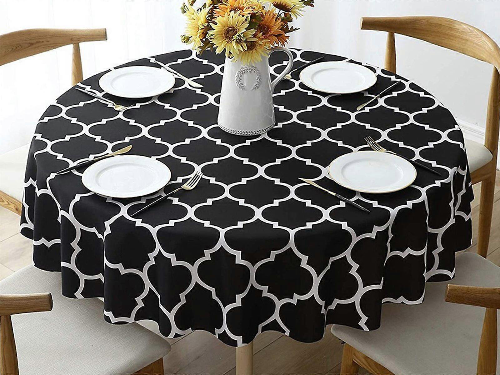 120cm Waterproof Tablecloth Round Tablecloth Dining Tablecloth Black