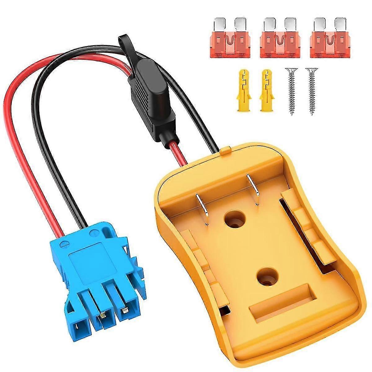 Power Wheels Adapter for 20V Battery with Wire Harness Connector for Peg-Perego, 12AWG Wire with 40A Fuse