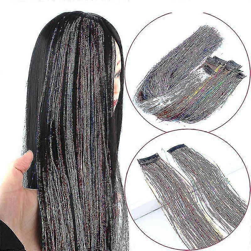 Colorful Hair Extensions With Colorful Silk Wigs Buy 1 Get 3(color:silver)