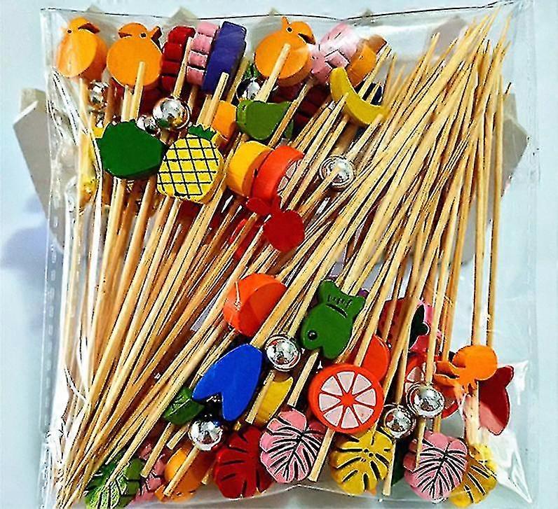 Creative Fruit Fork Cocktail Decorative Stick Cake Fruit Stick 1 Pack 100 Random Colors