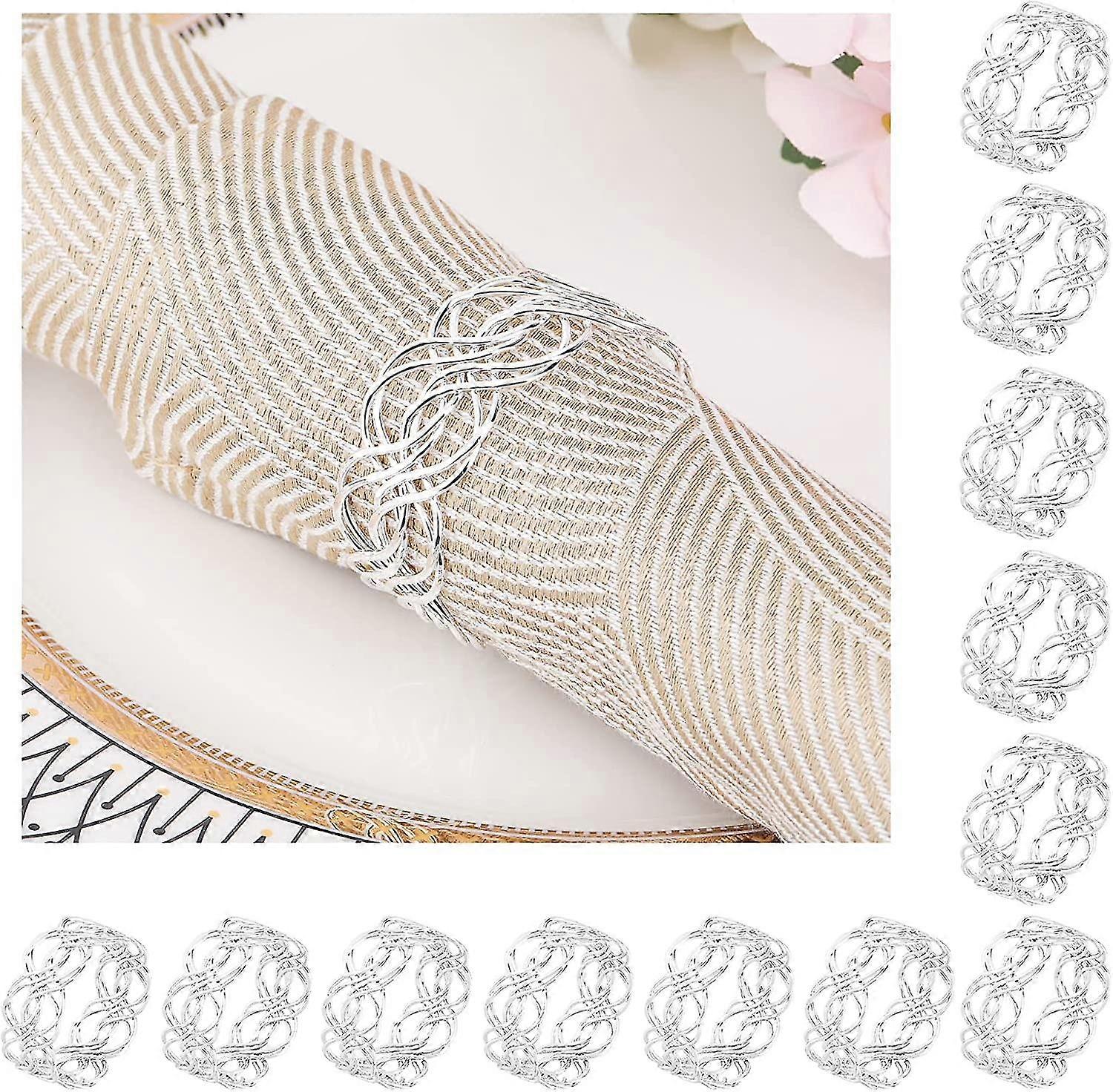 Napkin Ringssilver Mesh Metal Napkin Ring Set 12pcs