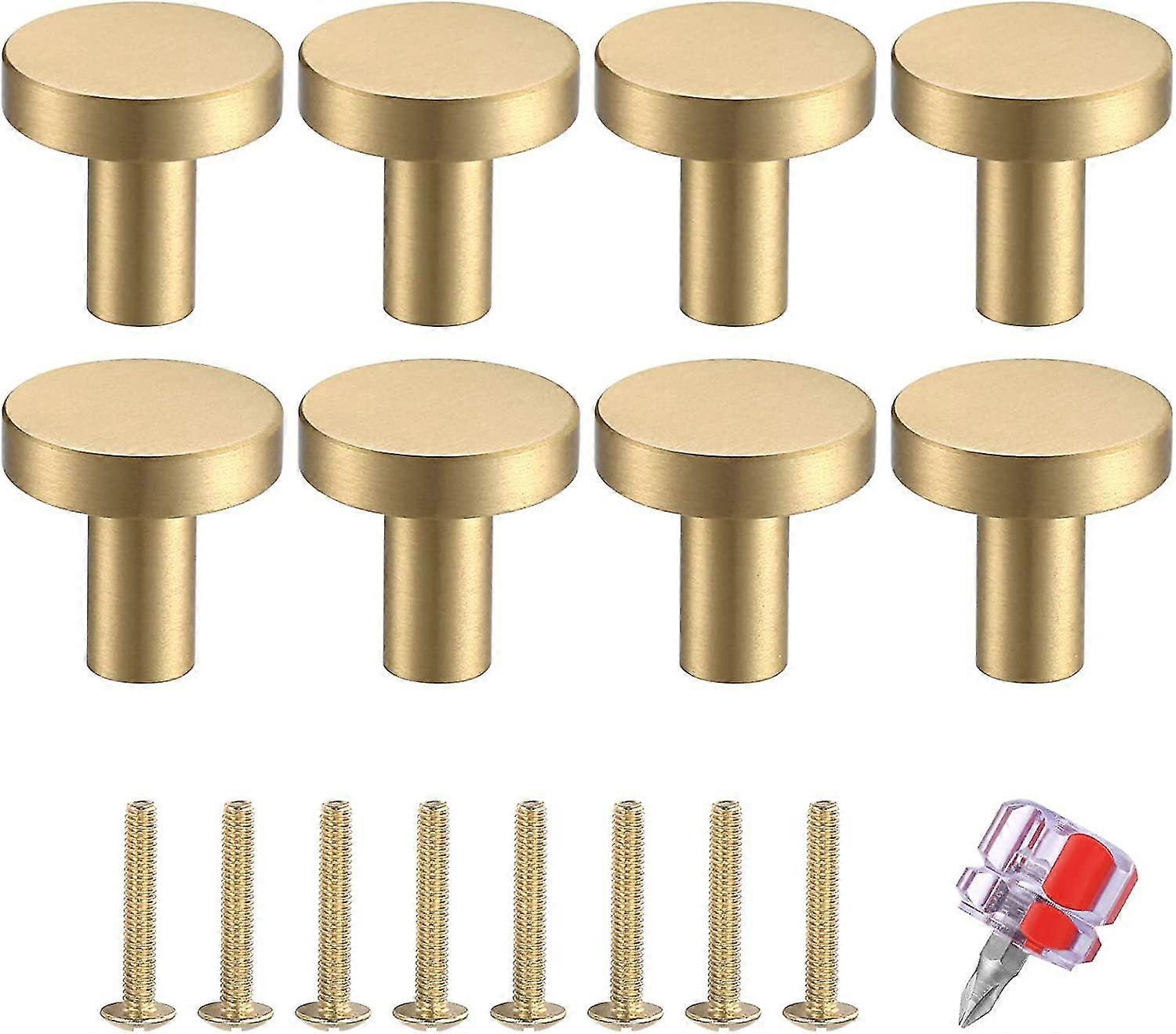 8 Pcs Solid Brass Door Knobs, Round Cabinet Knobs, Single Hole Cupboard Door