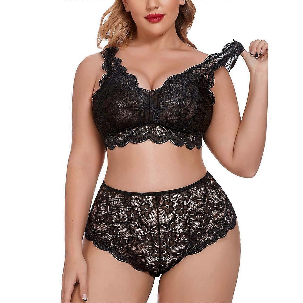 Femmes Sexy Voir à travers lingerie Dentelle Soutien-gorge Slip