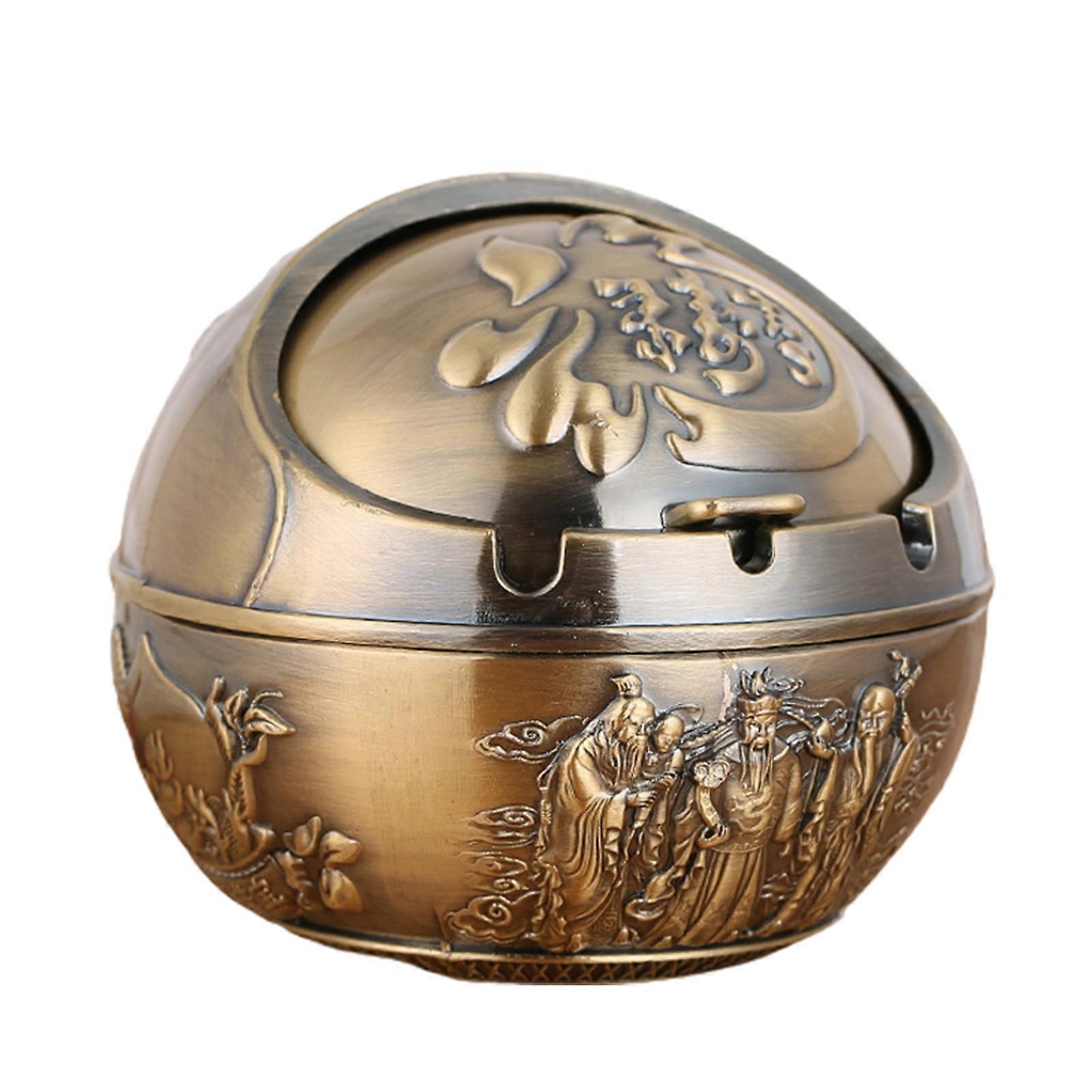 Cow Pattern Ash Tray with Lid Alloy Fancy Gift Smoking Ashtray for Home KAESI
