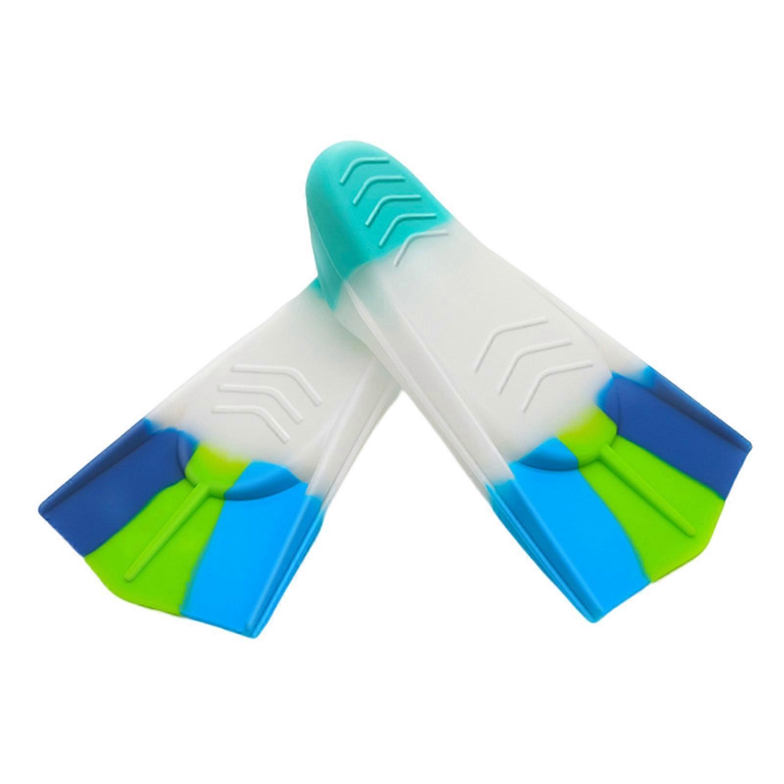 Swimming Fins with Storage Bag Super Soft Flexible Highly Elastic Silicone Swim Flippers Training Tool for Children KAESI