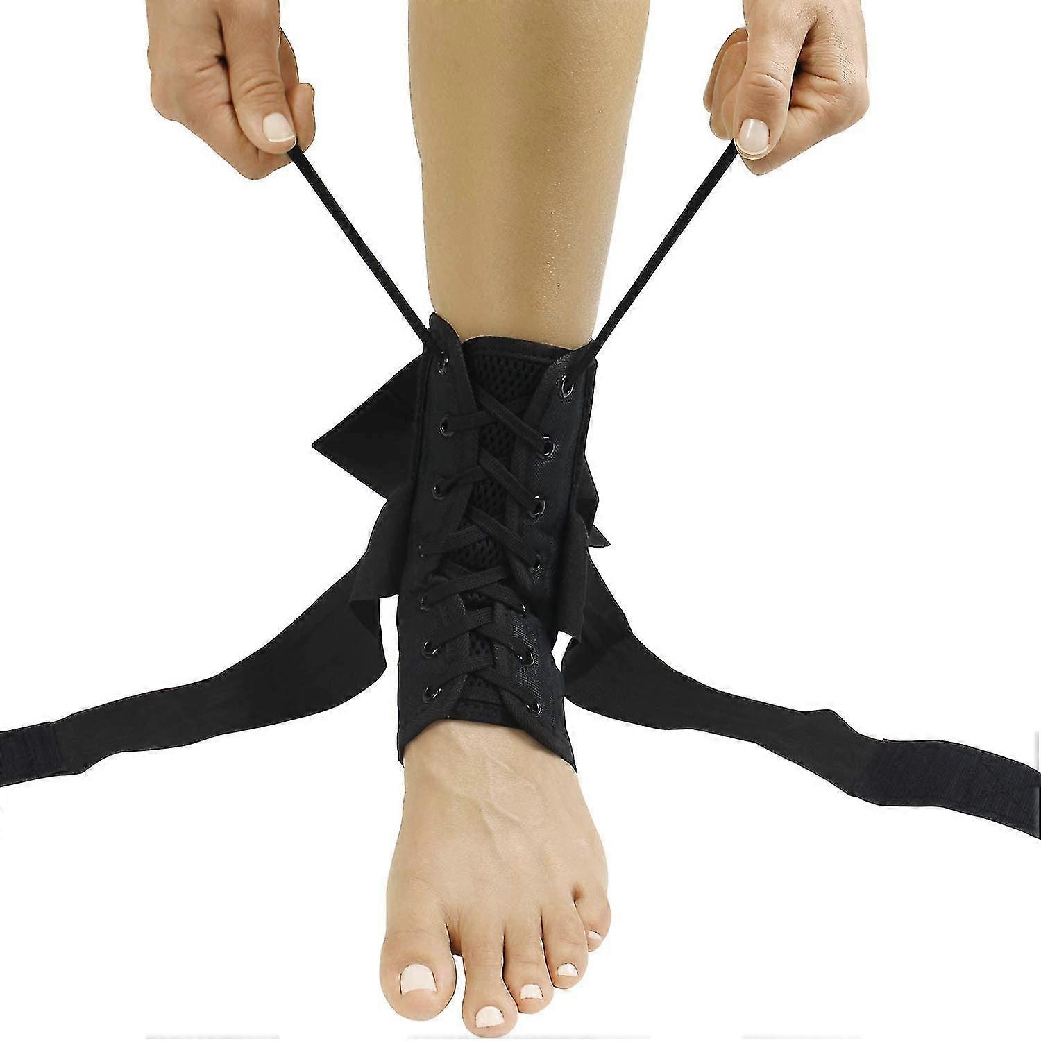Lace Up Ankle Brace - Men, Women Foot Support Stabilizer Compression Sleeve - Sprained Adjustable Leg Splint - Sprain Rolled Immobilizer Wrap Guard Fo