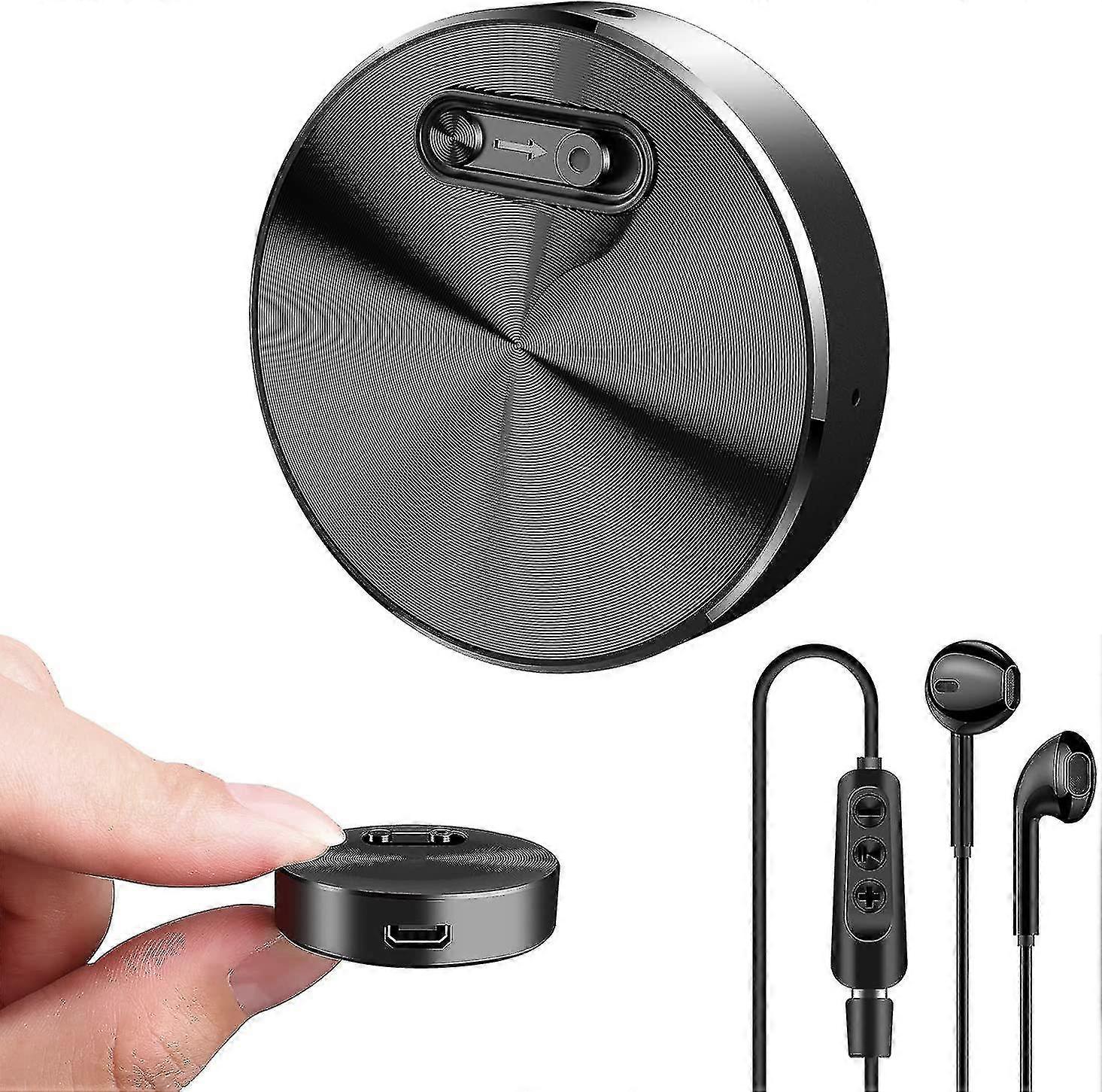 Mini Voice Activated Recorder, 192 Hours Recording Capacity Circular Recorder-8gb(black)