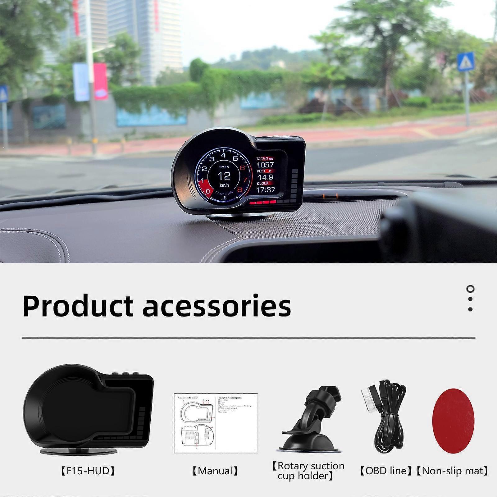 OBD GPS Dual System F15 HUD Car Obd Smart Digital Meter Digital Gps Speedometer Overspeed Fatigue Driving Alarm Car Electronics