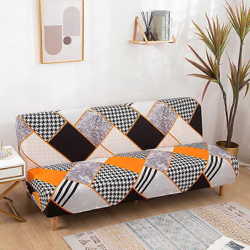 Geometric Pattern 2 Seater Armless Sofa Cover Non-Slip Sofa Cover 155-185cm (Geometric)