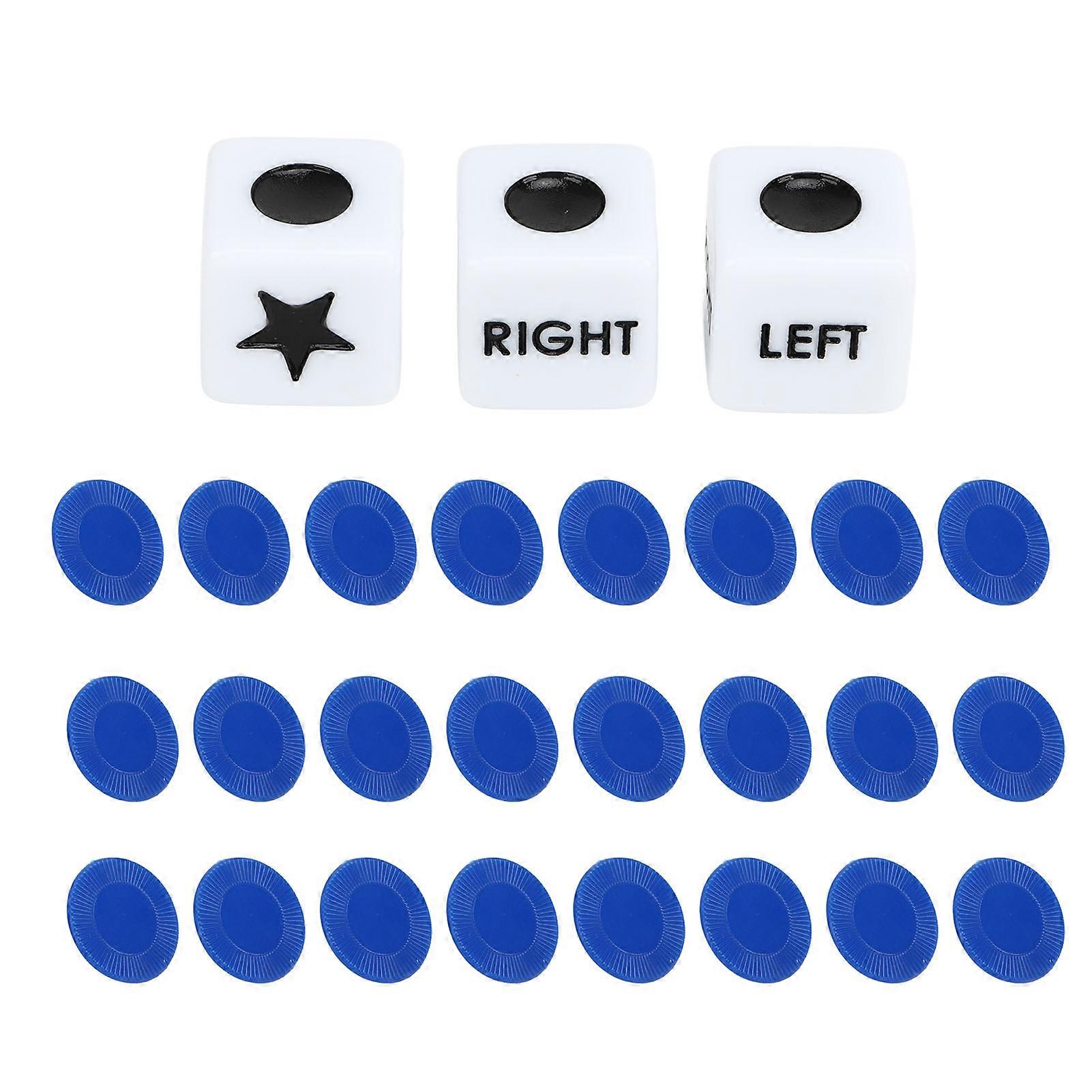 Classic Left Right Center Dice Game Kit for Parties and Home Use - Plastic