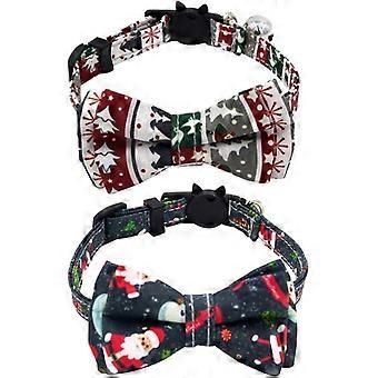 Lot de 2 colliers de Noël pour petits chiens, colliers réglables pour chats, colliers personnalisés pour chiots, colliers de Noël festifs pour animaux de compagnie