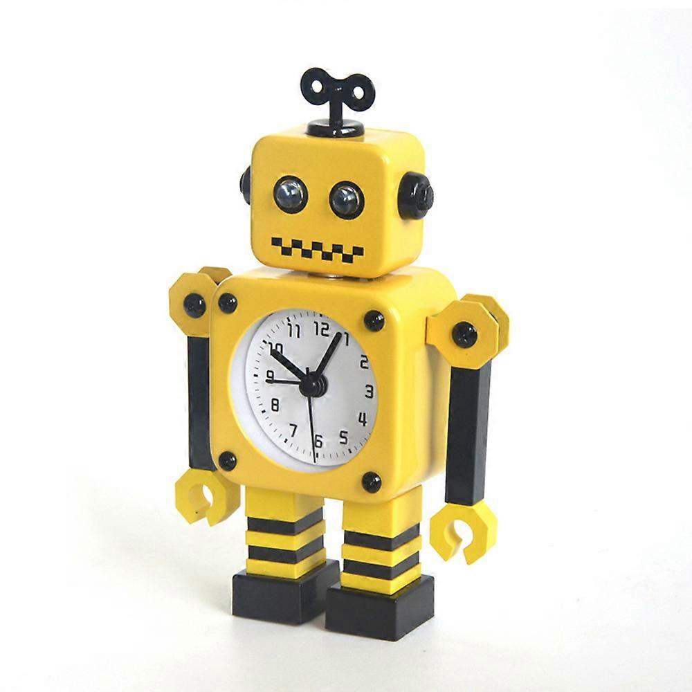 Creative Robot alarm clock student clock bedside desk boy gift Yellow