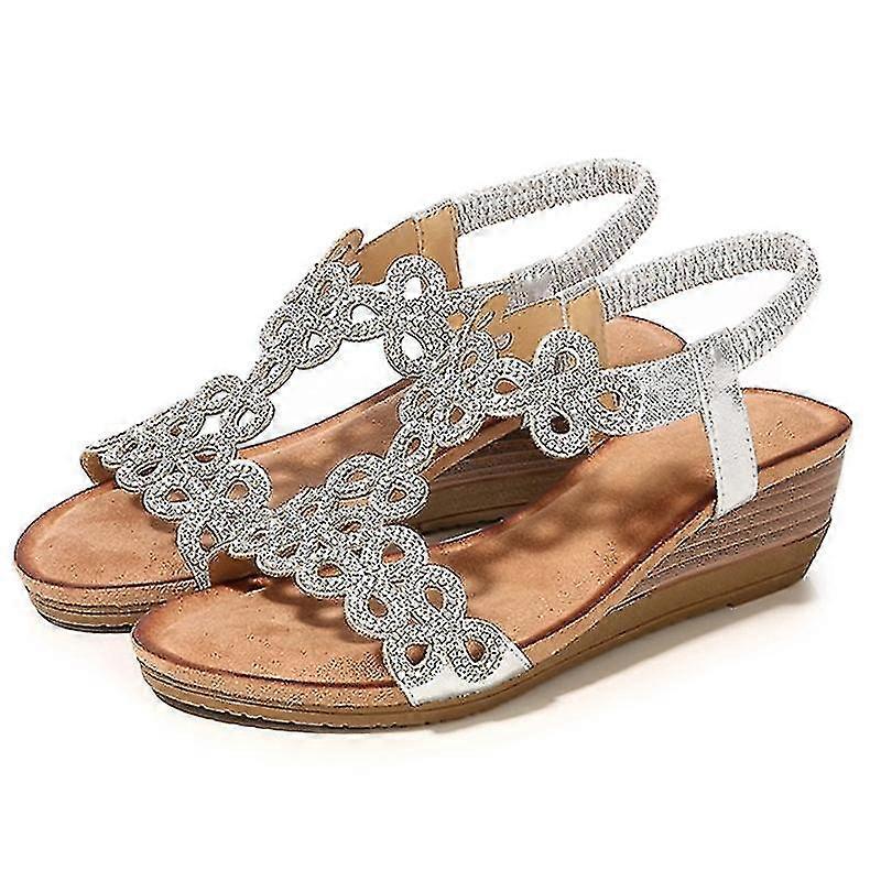 Damen Slip On Strass Strandsandalen