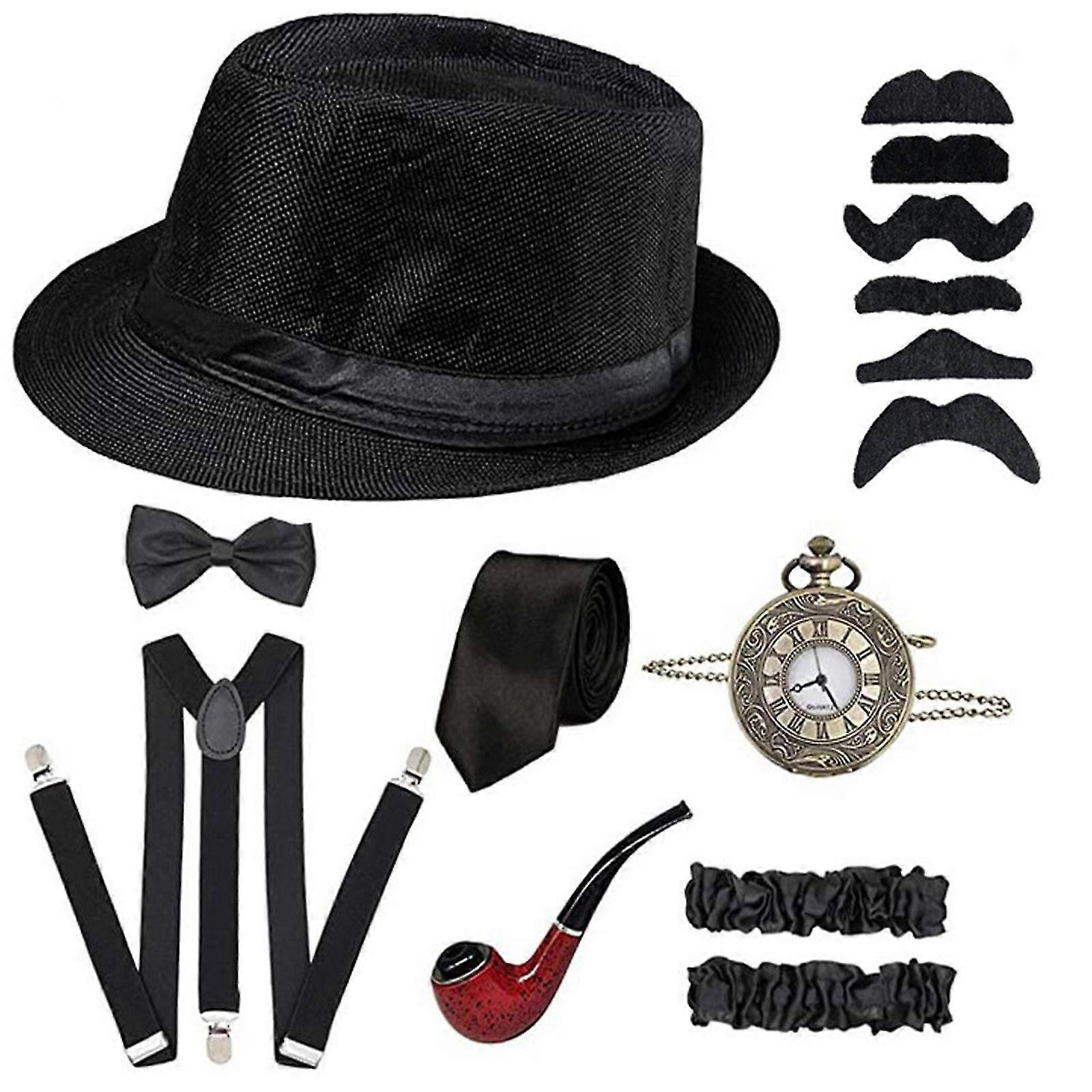 20-luvun pukuasusteet Miesten Gatsby-asusteet Karnevaalipuku Miesten 1920-luvun asusteet Peaky Blinders Puku Mafia Hattu Solmio Olkaimet Taskukello Gan