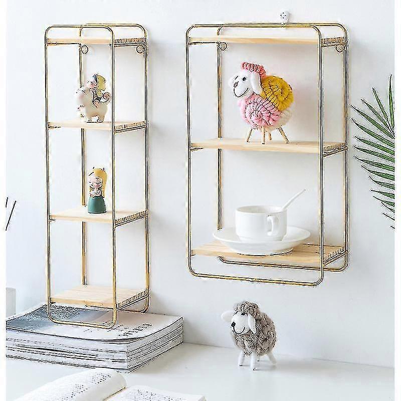 Creative Golden Loft Style Wrought Iron Partition Display Shelf(3)(gold)