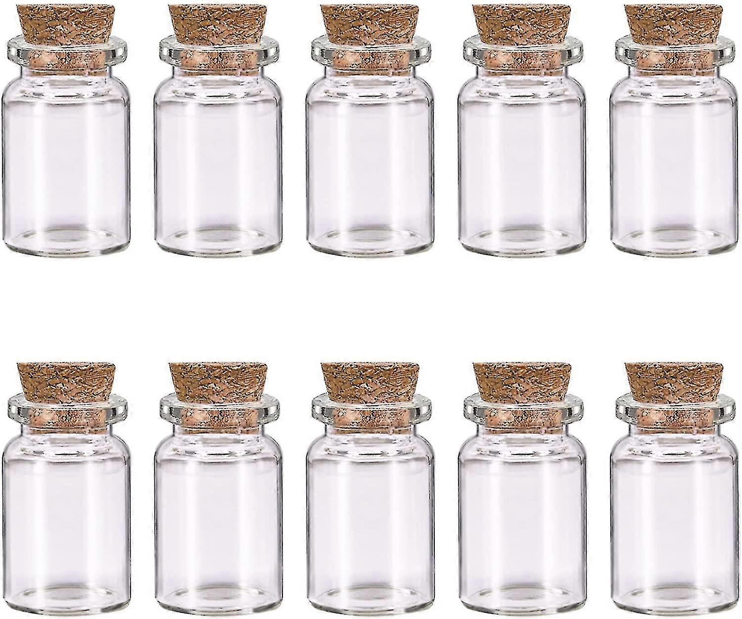 10 Pcs Small Glass Bottles Cork Lids, Mini Glass Bottles Stoppers Empty Spell Jars Small Message Bottles Tiny Shing Bottles Miniature Poti