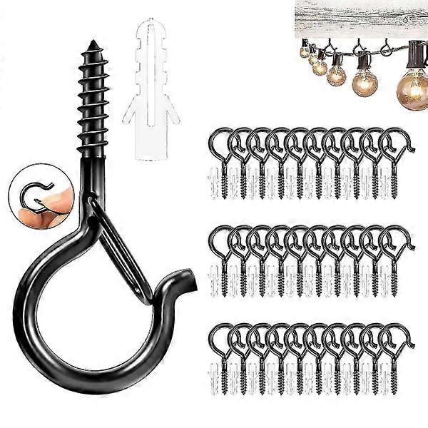 Windproof Screw Hooks, 20 Pcs, Safety Buckle, Anti-Rust Iron for Indoor Outdoor Use