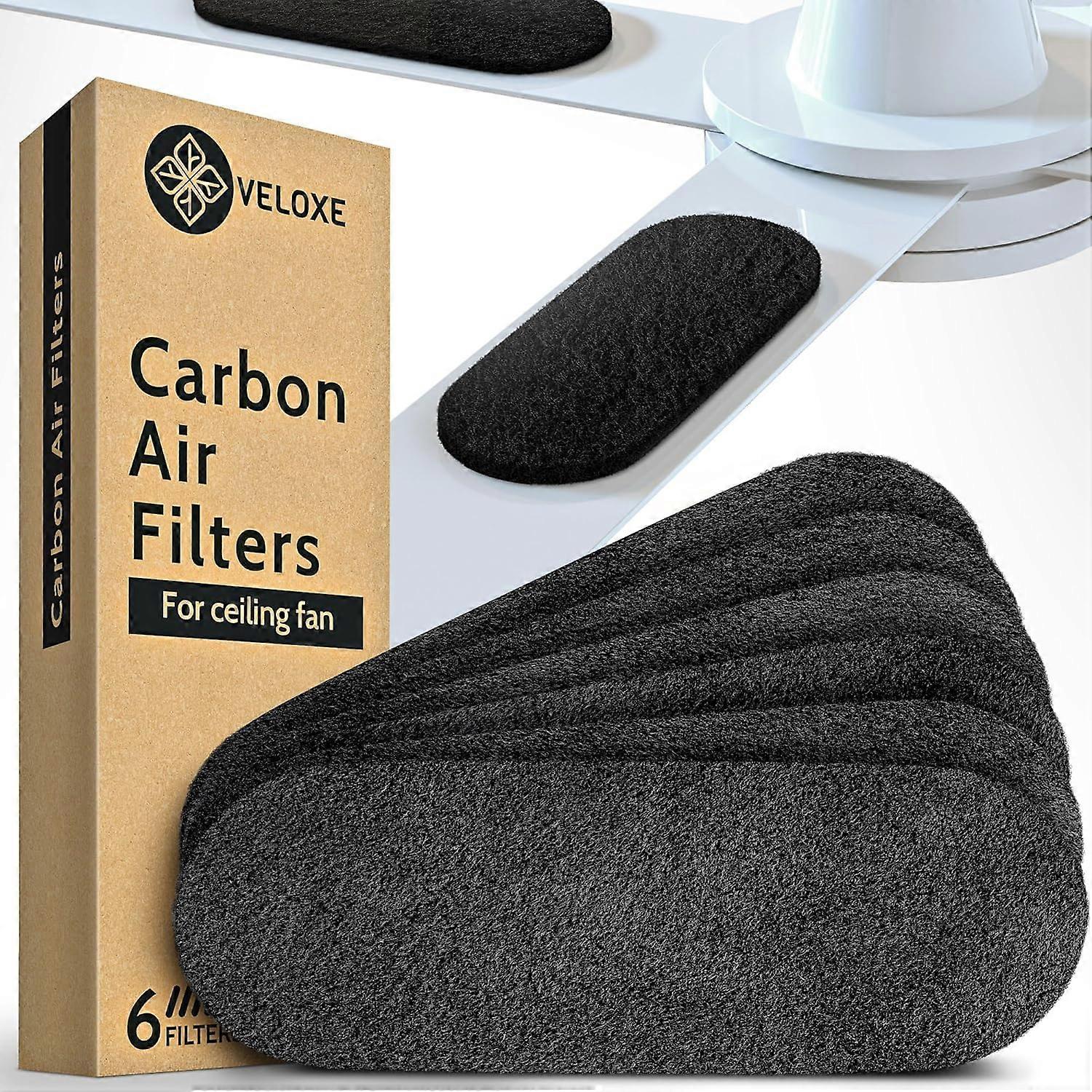 Ceiling Fan Filters for Blades 6-Pack Set Air Filters with Activated Charcoal Odor Eliminator &