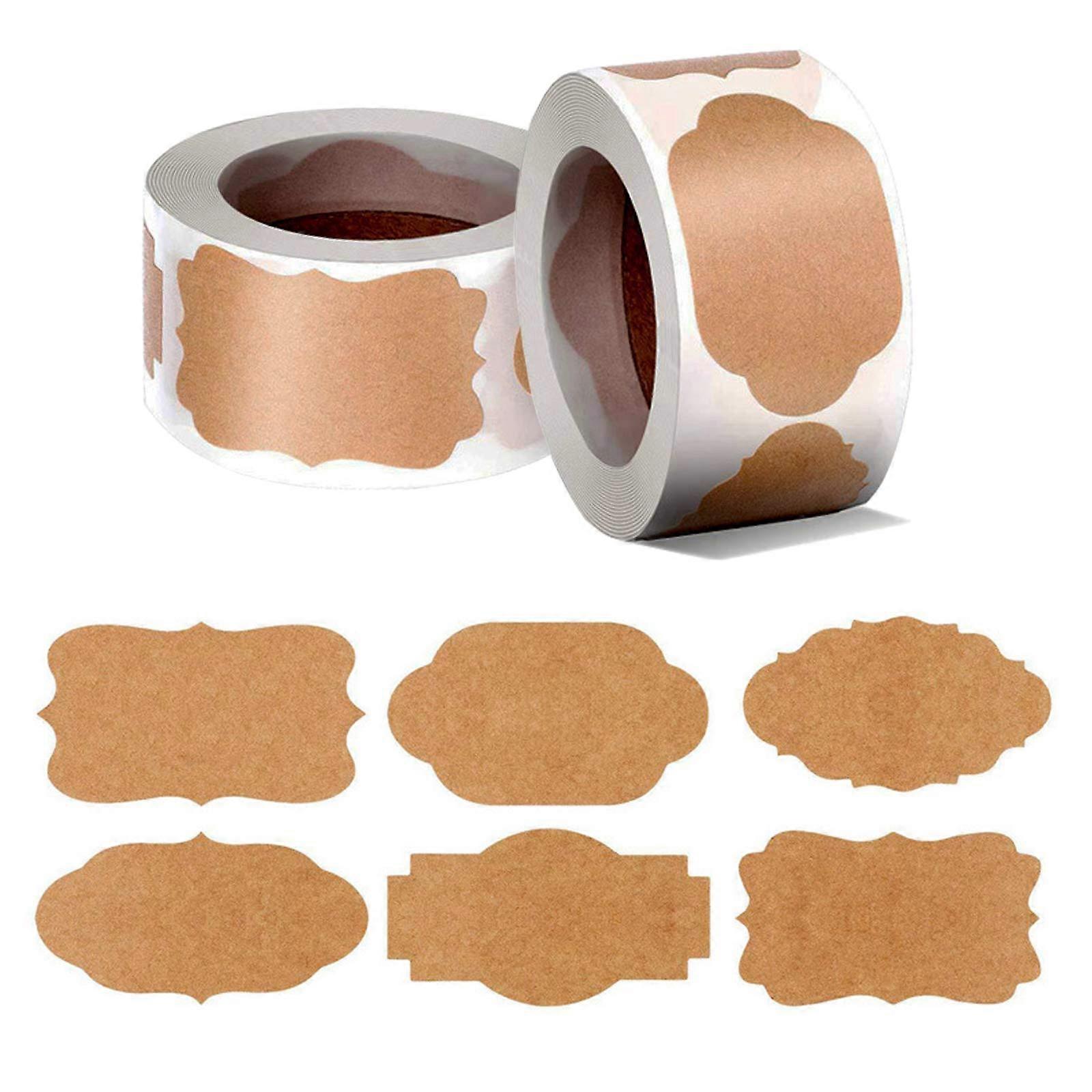Kraft Label Stickers, 600 Sheets of Self-Adhesive Labels, 6 Shapes of Office and Kitchen Stickers (Kraft Labels)