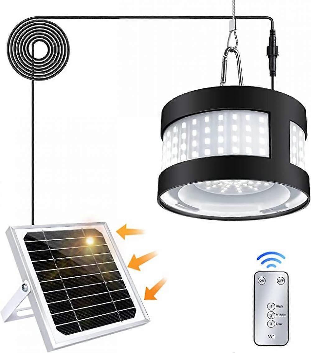 Outdoor Solar Pendant Light, 3 Lighting Modes Remote Control, Solar Powered Security Flood Lights