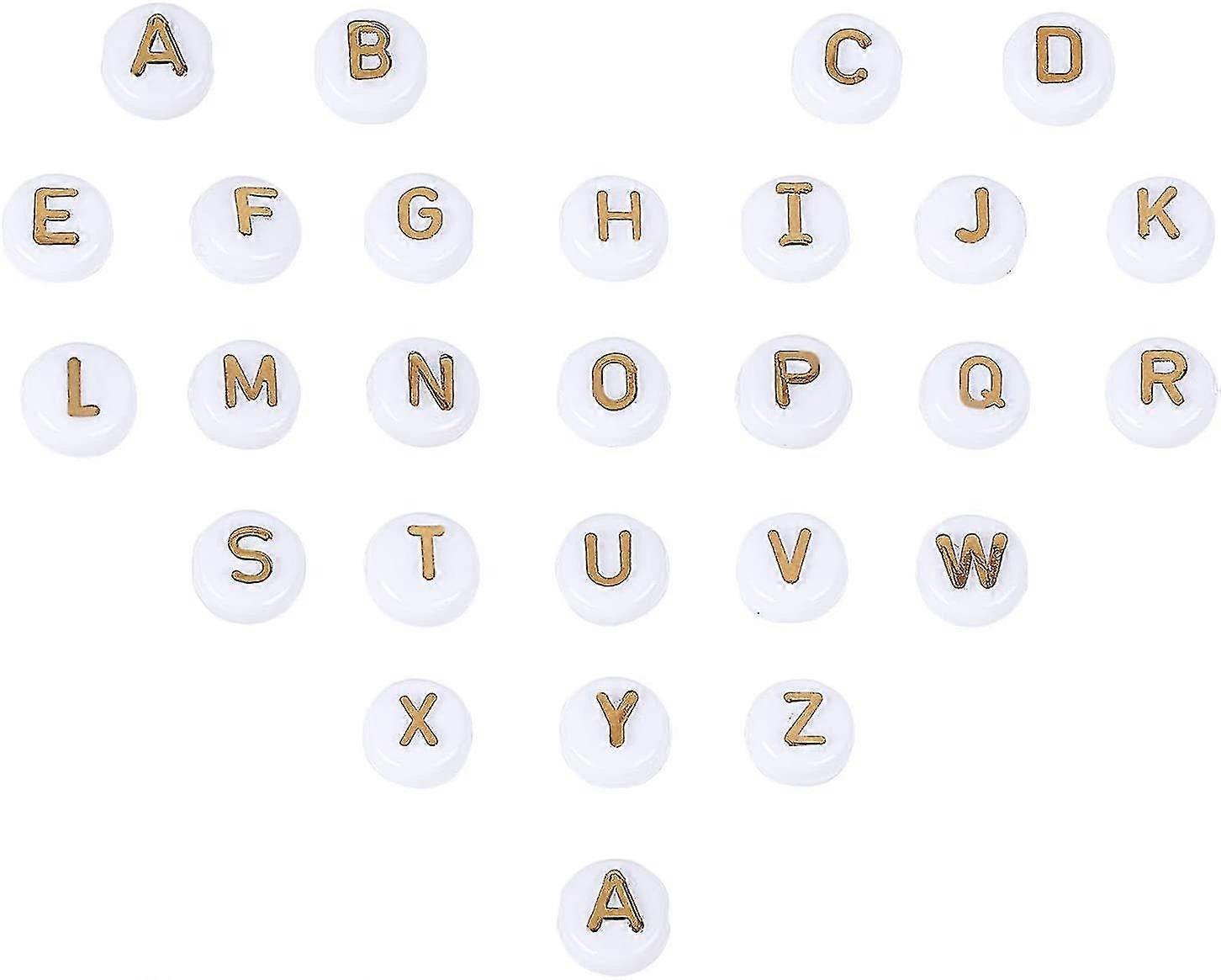 200pcs Alphabet Golden Acrylic Beads Cube Plating Letter Spacer Beads Round Gold