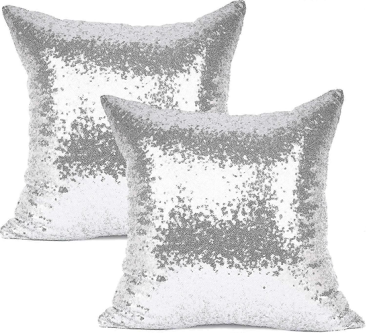Pack Of 2, New Luxury Series Silver Decorative Glitzy Sequin & Comfy Satin Solid Throw