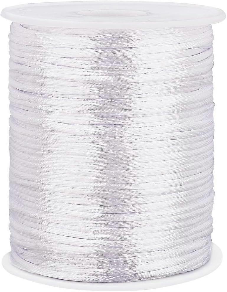 109yards Silky Rattail Cord 2mm White Satin Rattail Cord String Silk Crafts Cords String Bracelet String for Bracelets Necklaces Dream Catchers Macram