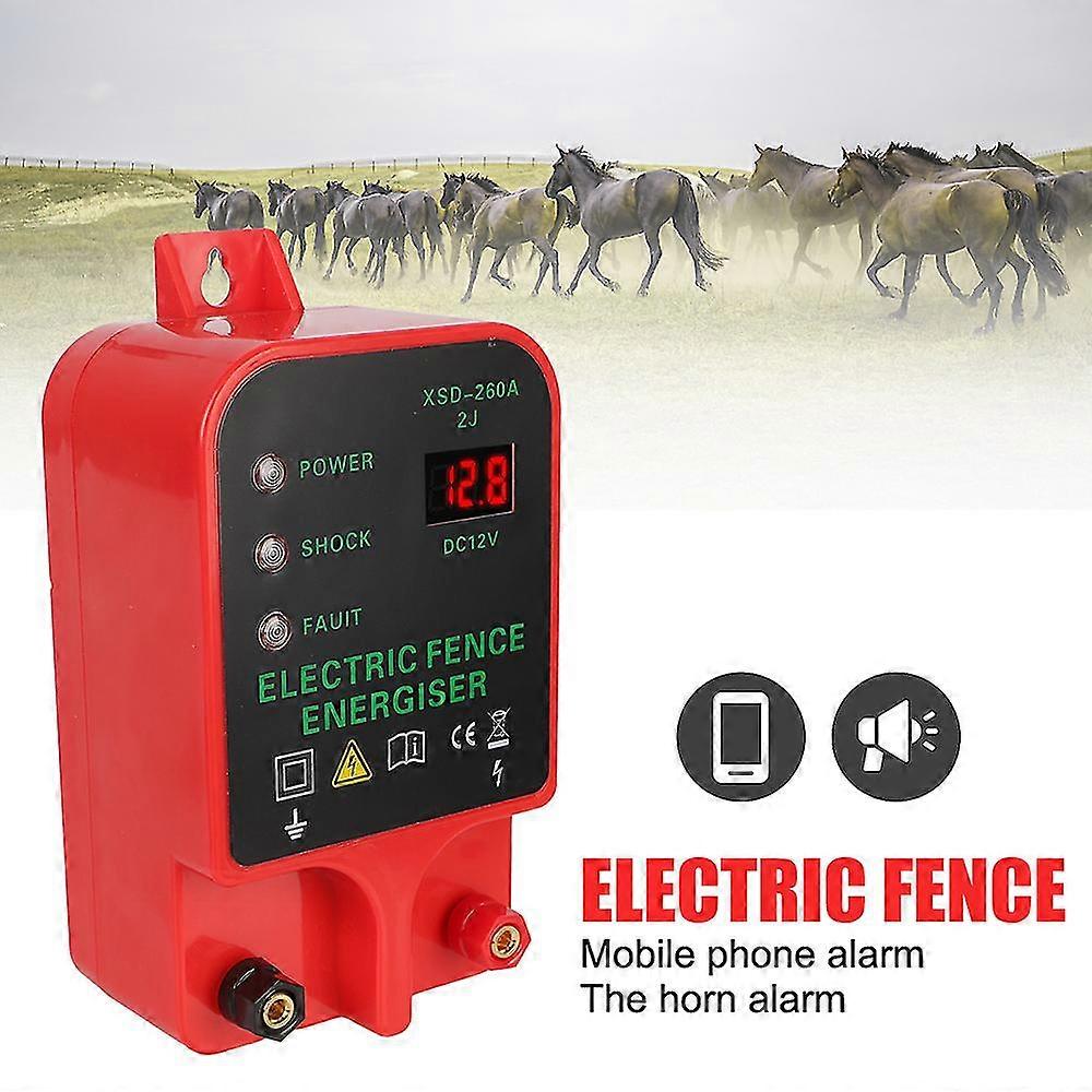 Livestock High Voltage Pulse Controller, Electric Fence Energizer Lcd Voltage Display High-decibel Alarm 10km Waterproof
