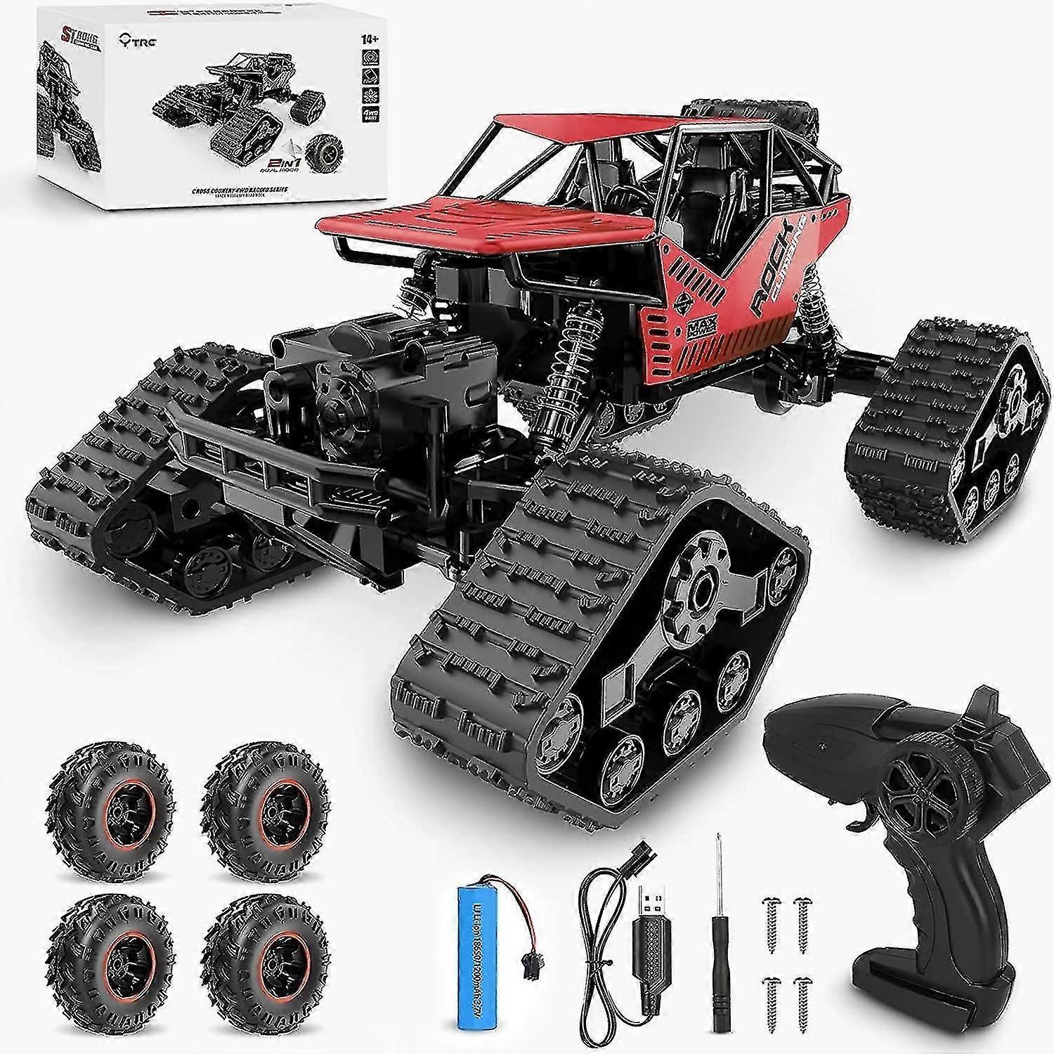 2 ב 1 rc מכוניות שלט רחוק מכונית 1: 14,25 Mph 40 קמ"ש, משאיות 4wd (אדום)