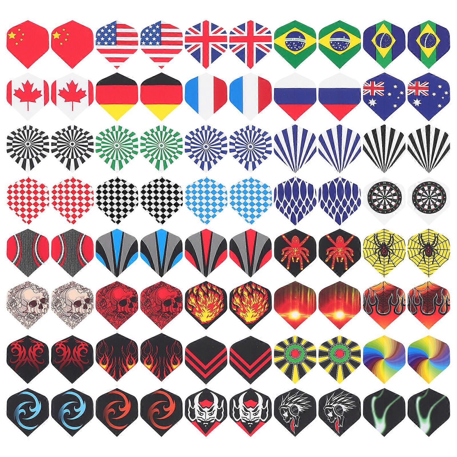 80Pcs Decorative Dart Flights National Flag Pattern Dart Flights Professional Dart Tails