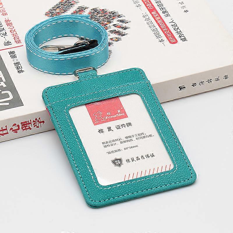 Leather Business ID/Badge Holder Case Lanyard Purse with Neck Strap Band Name Tag Id Card Lanyard Chest Card Work Pass