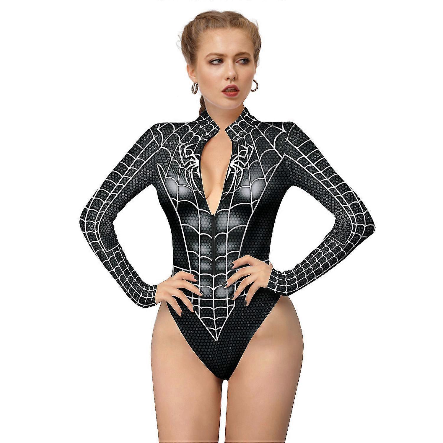 Body de leotardo de Spiderman para mujer, traje de disfraz de araña de  Halloween
