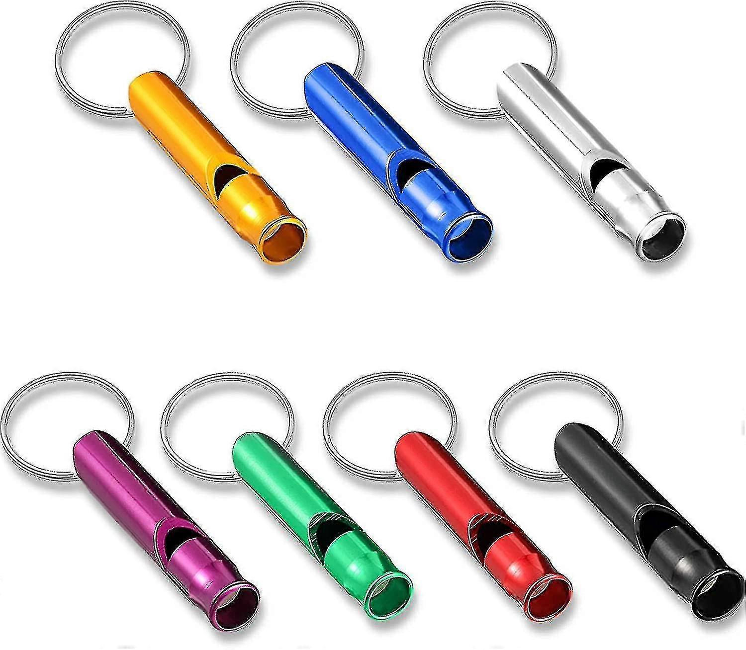 7 חתיכות משרוקית חירום עם מחזיק מפתחות, משרוקית מחזיק מפתחות אלומיניום משרוקית חירום הישרדות משרוקית בטיחות תואמת טיולי קמפינג בחוץ